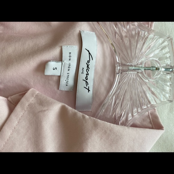 Foxcroft pink no iron button Up 3/4 Sleeve V Neck Blouse S - Picture 5 of 8